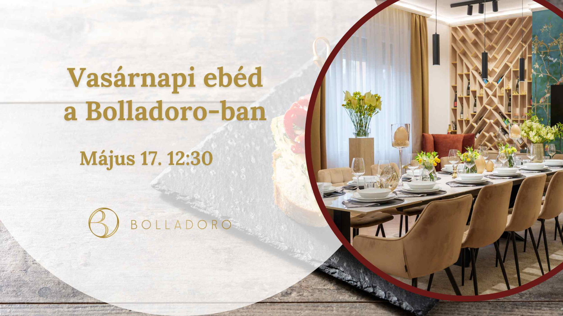 Vasárnapi ebéd terített asztala a Bolladoroban